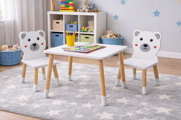 Detský okrúhly stolík s 2 stoličkami